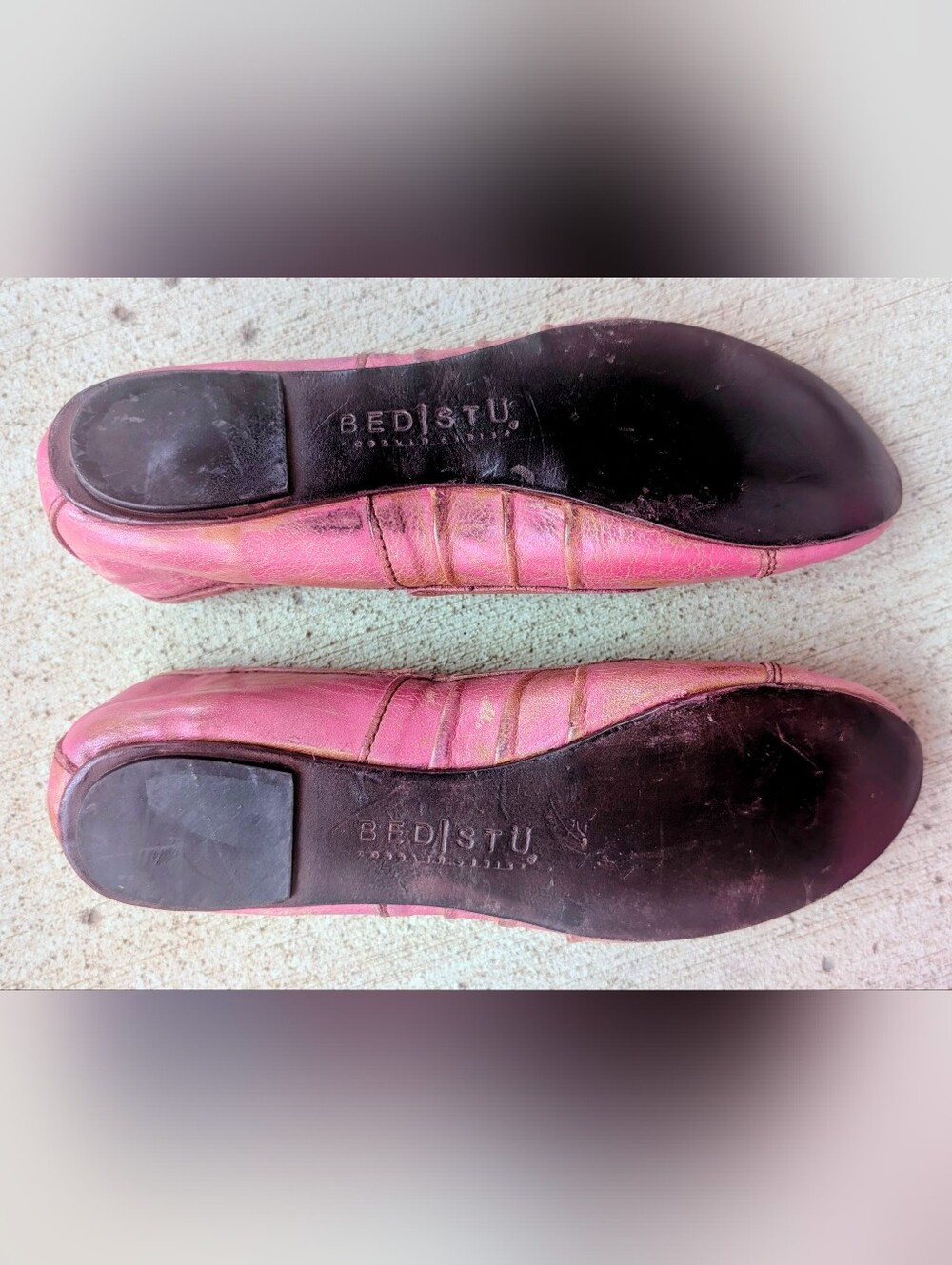 Bed Stu Pink Leather Round-Toe Ballet Flats - Picture 4 of 5